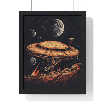 Pizza Odyssey: A Journey Through Food and Space Framed Wall Art, Modern Prints, Home Decor