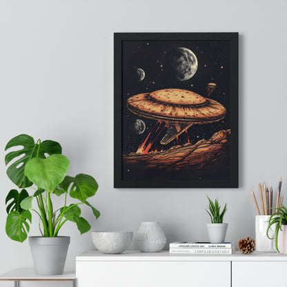 Pizza Odyssey: A Journey Through Food and Space Framed Wall Art, Modern Prints, Home Decor