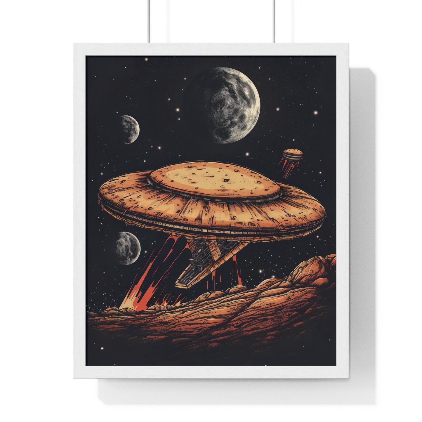 Pizza Odyssey: A Journey Through Food and Space Framed Wall Art, Modern Prints, Home Decor