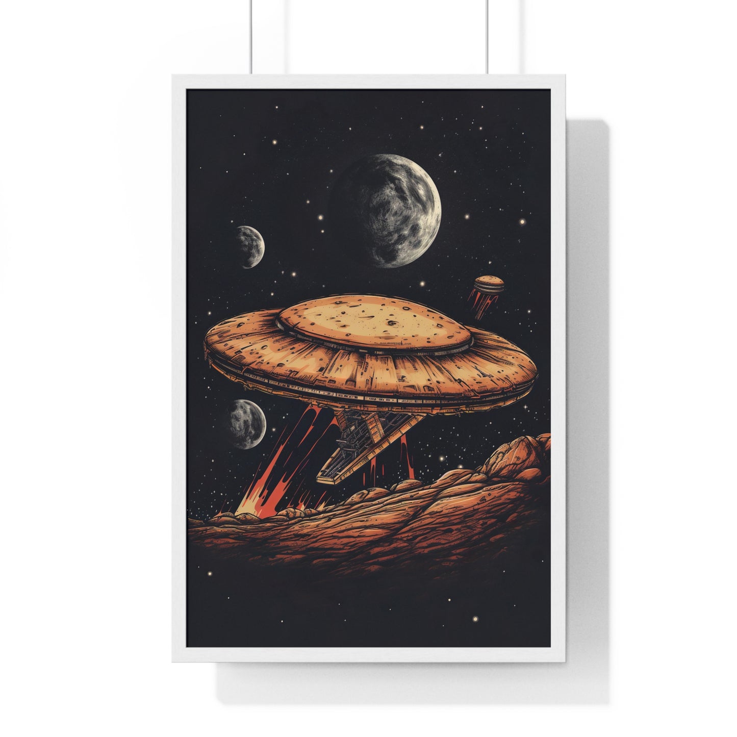 Pizza Odyssey: A Journey Through Food and Space Framed Wall Art, Modern Prints, Home Decor