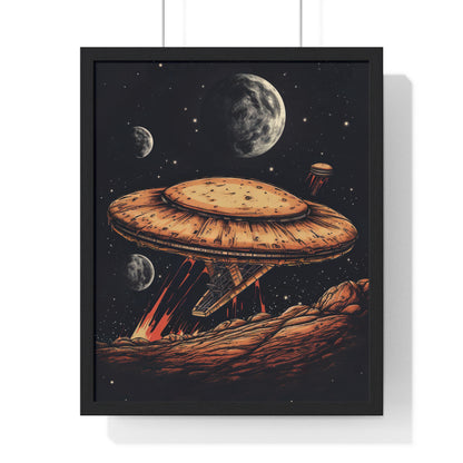 Pizza Odyssey: A Journey Through Food and Space Framed Wall Art, Modern Prints, Home Decor