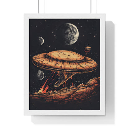 Pizza Odyssey: A Journey Through Food and Space Framed Wall Art, Modern Prints, Home Decor